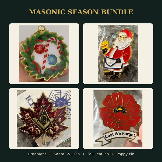 Masonic Season Bundle | Ornament, Santa, Fall Leaf & Poppy Pins